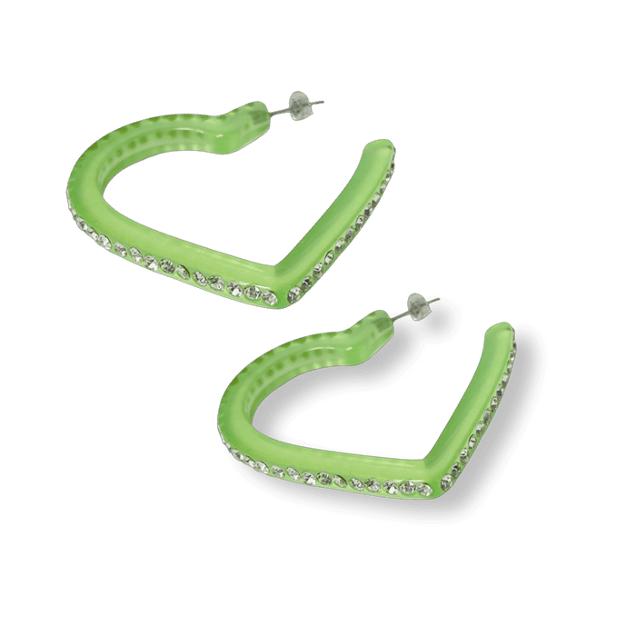 Large Crystal Acrylic Heart Hoop Earrings
