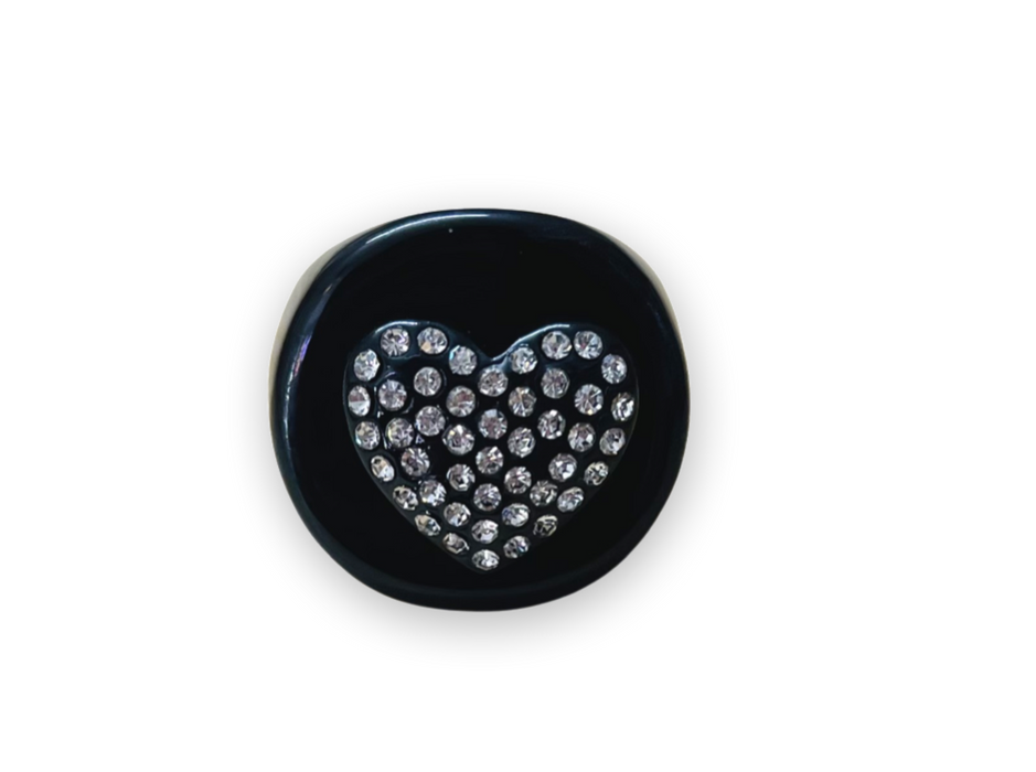Small Crystal Heart Circle Ring
