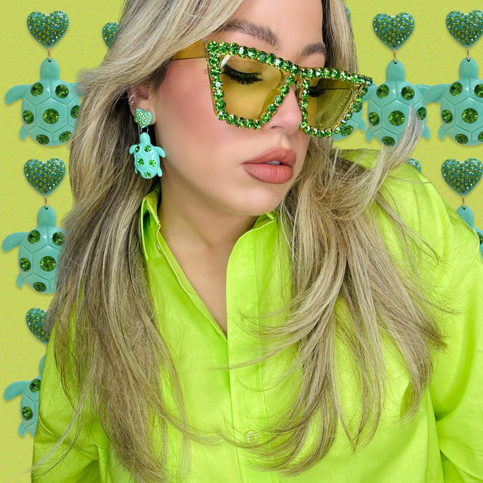 Crystal Turtle Dangle Earrings