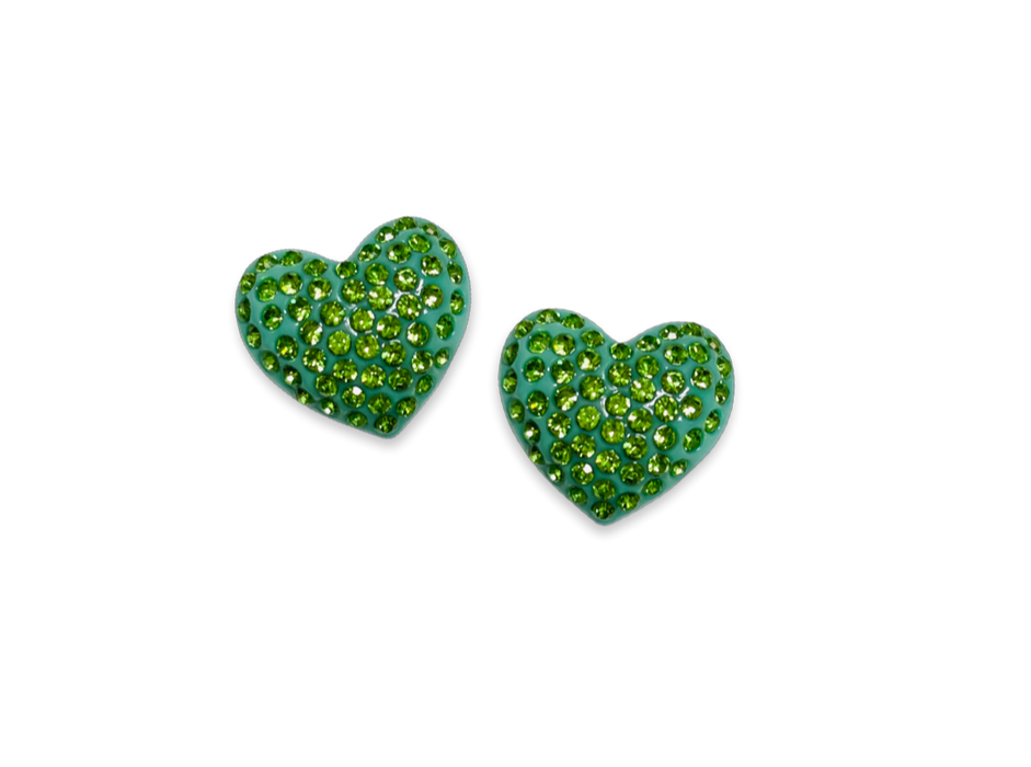 Large Crystal Heart Statement Stud Earrings