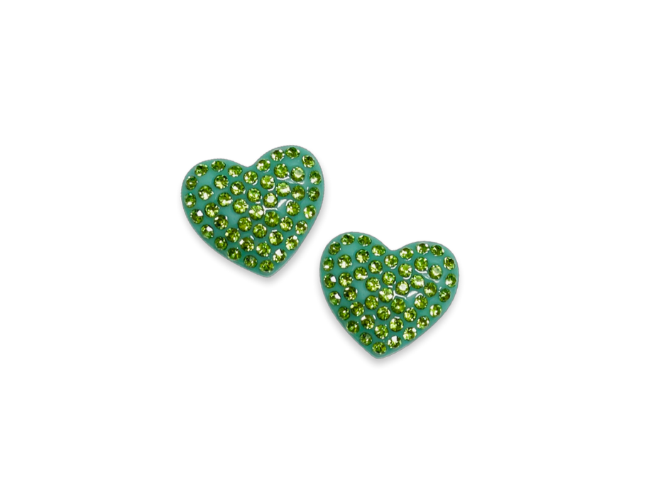 Small Crystal Heart Statement Stud Earrings