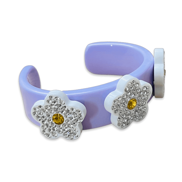 Crystal Daisy Flower Wide Cuff Bracelet