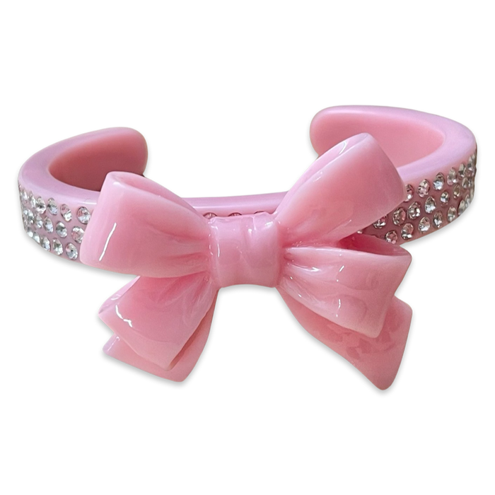 Ribbon Bow Crystal Thin Cuff Bracelet