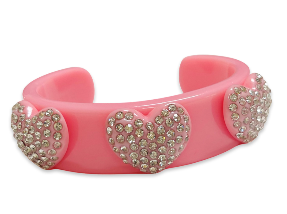 Crystal Heart Wide Cuff