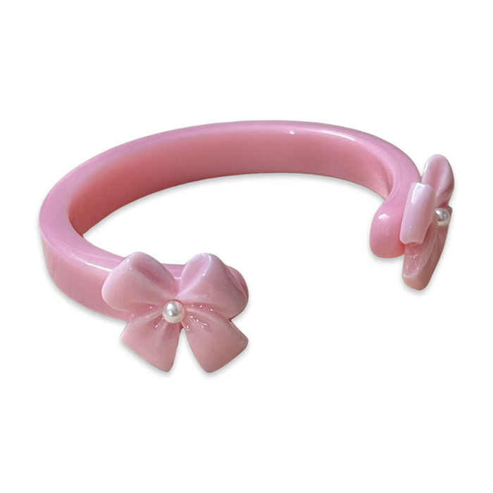 Floating Pearl Bow Cuff Bracelet