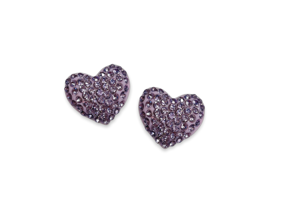 Large Crystal Heart Statement Stud Earrings
