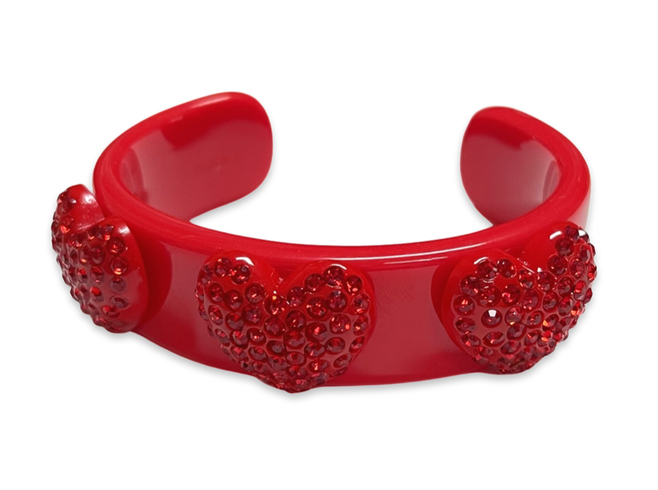 Crystal Heart Wide Cuff