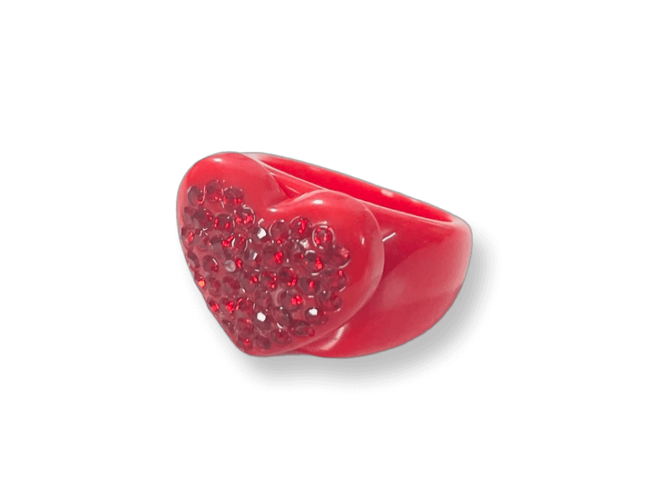 Small Crystal Heart Classic Ring