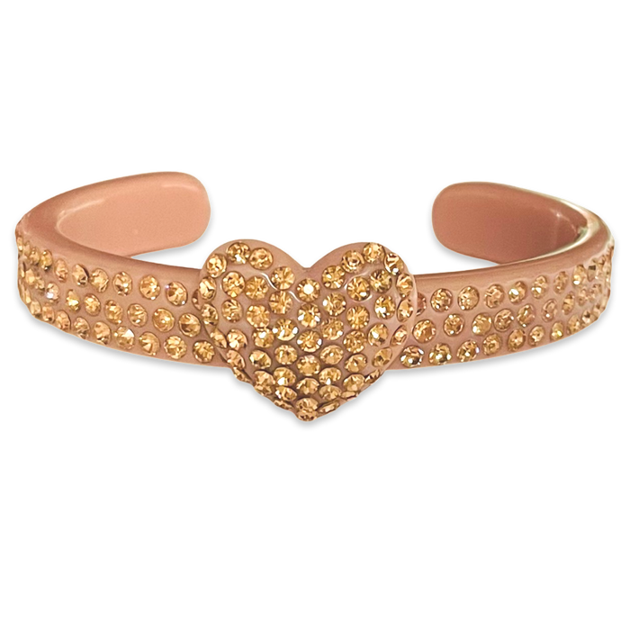 Thin Crystal Encrusted Heart Cuff Bracelet