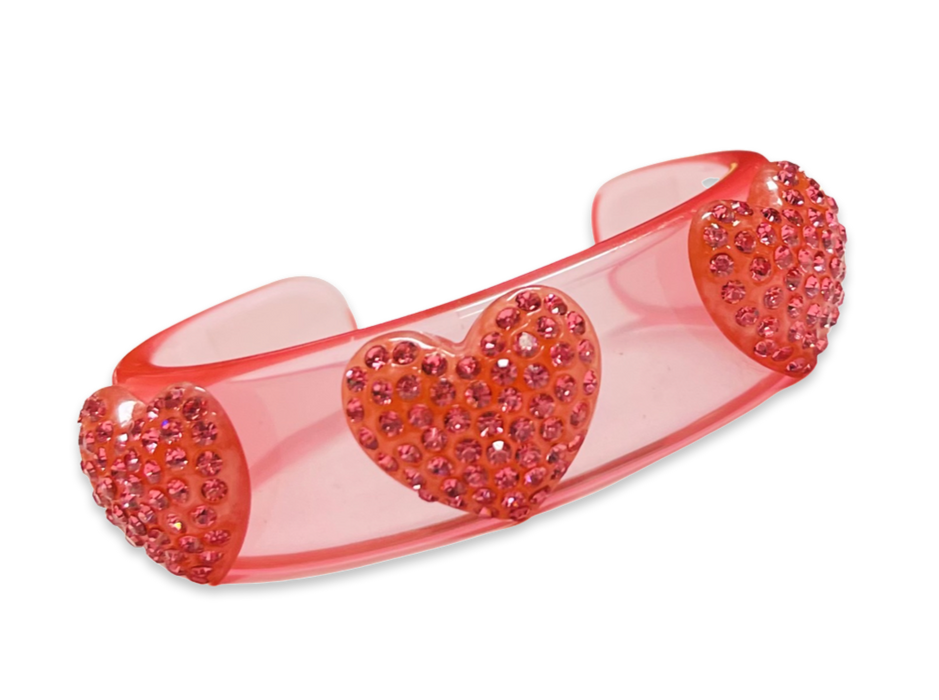 Crystal Heart Wide Cuff