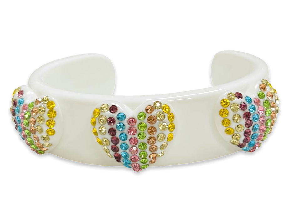 Crystal Heart Wide Cuff
