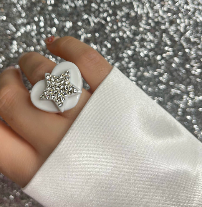 Crystal Star Heart Ring