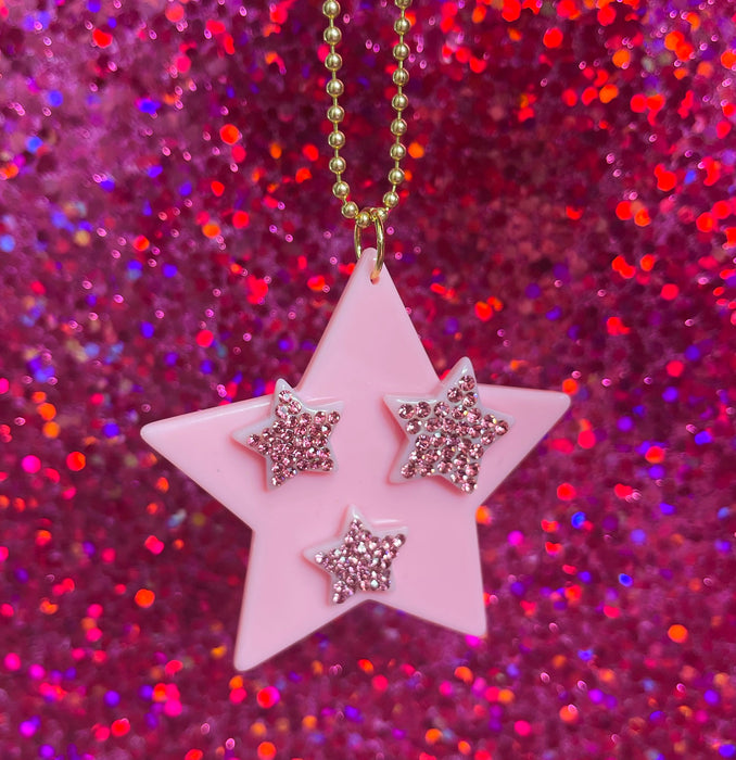 Pink Starbursts Bag Charm
