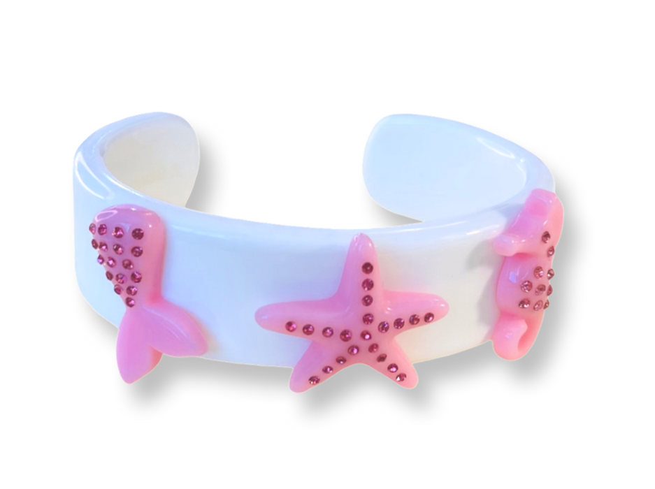 Crystal Starfish Wide Cuff Bracelet