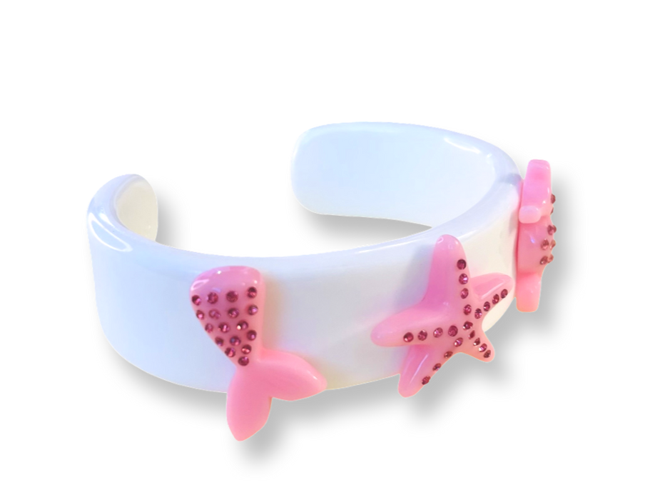 Crystal Starfish Wide Cuff Bracelet