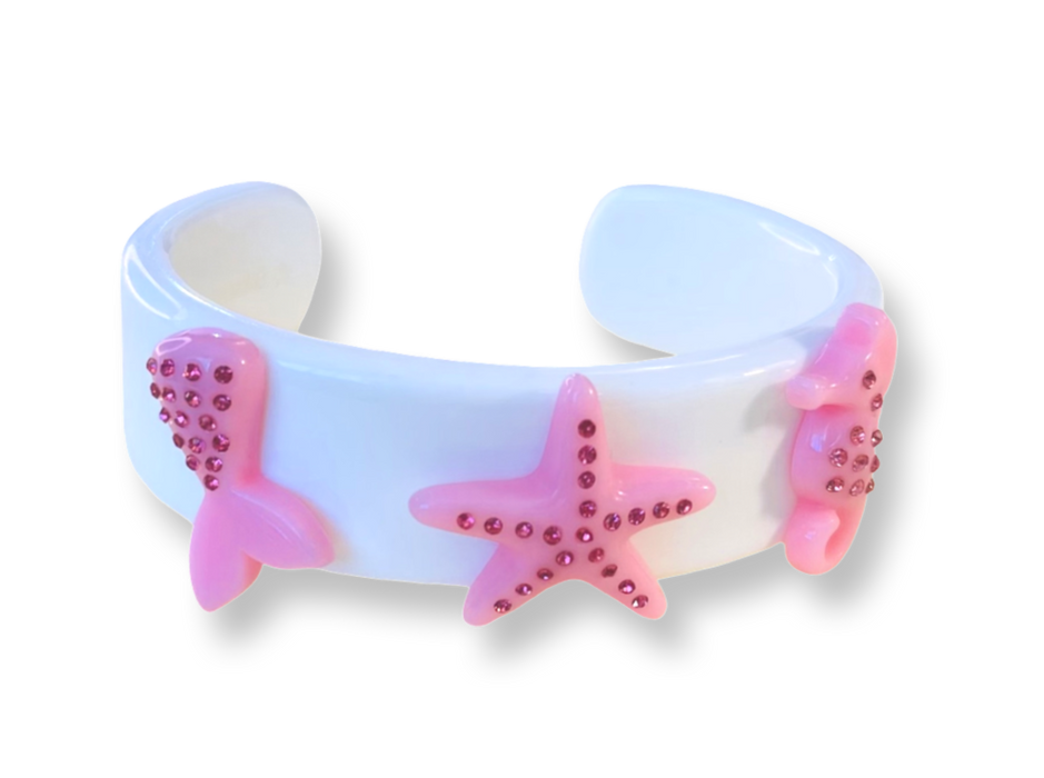 Crystal Starfish Wide Cuff Bracelet