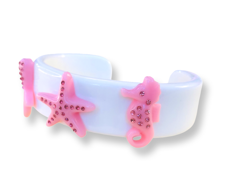 Crystal Starfish Wide Cuff Bracelet