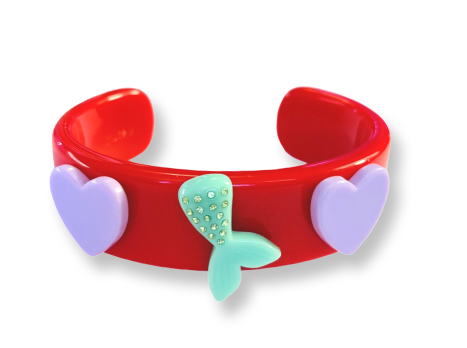 Crystal Mermaid Tail Wide Cuff Bracelet