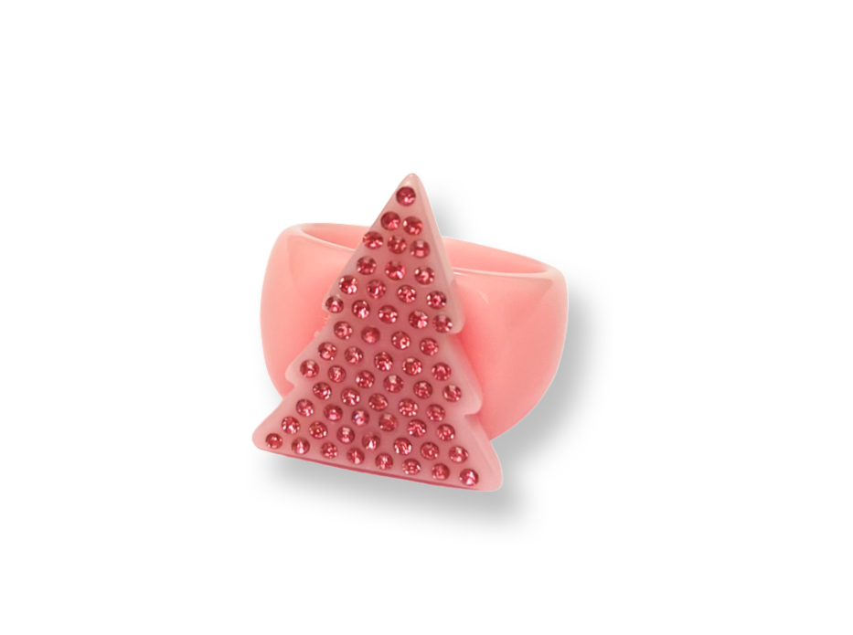 Pink Crystal Pine Tree Classic Ring
