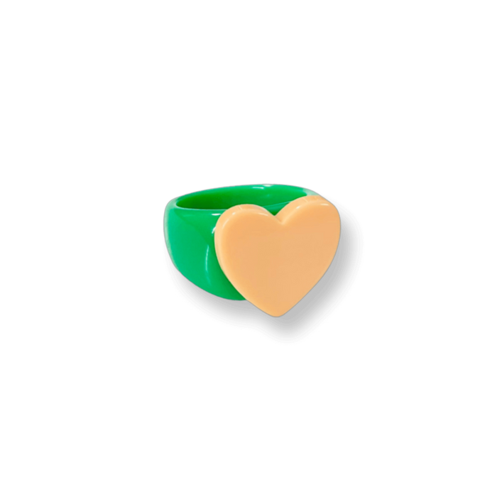 Lime Green Classic Heart Ring