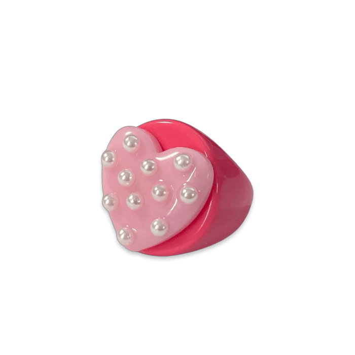 Pearl Polka Dot Heart Circle Ring