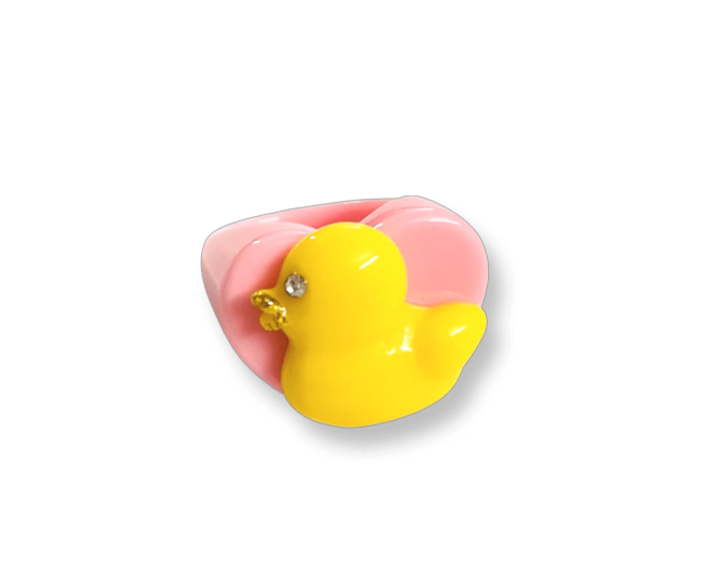 Crystal Rubber Duck Heart Ring