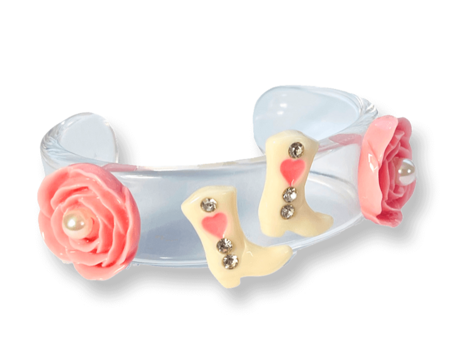 Crystal Boot Wide Cuff Bracelet