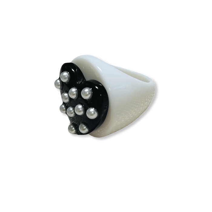 Pearl Polka Dot Heart Circle Ring