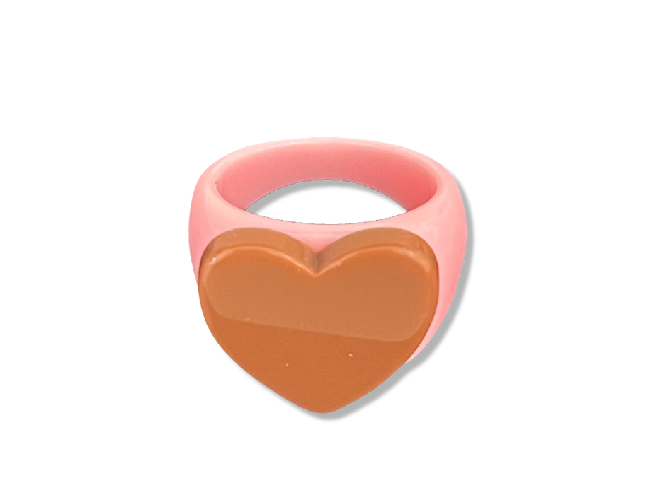 Strawberry Chocolate Brown Heart Classic Ring