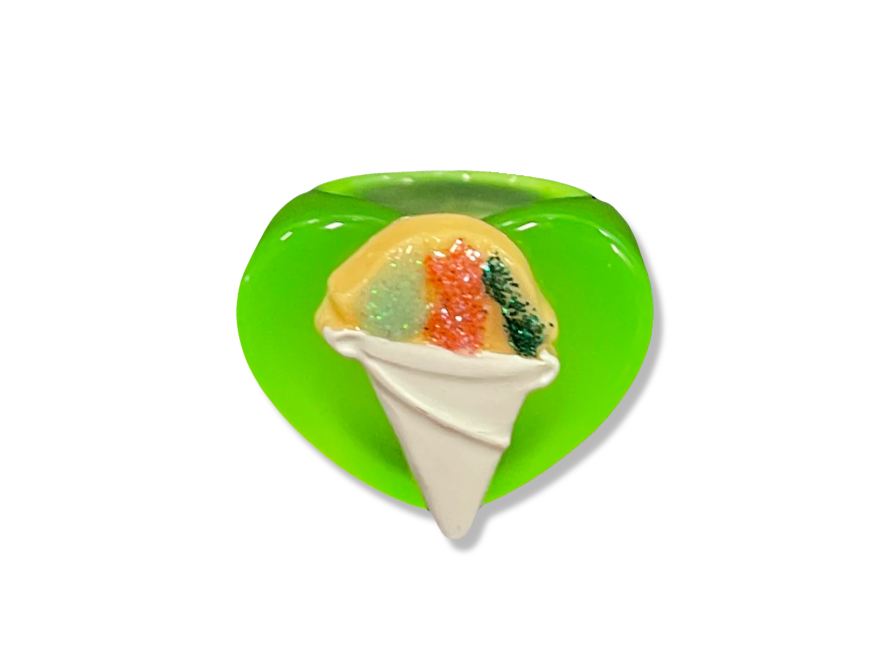 Rainbow Snow Cone Heart Ring