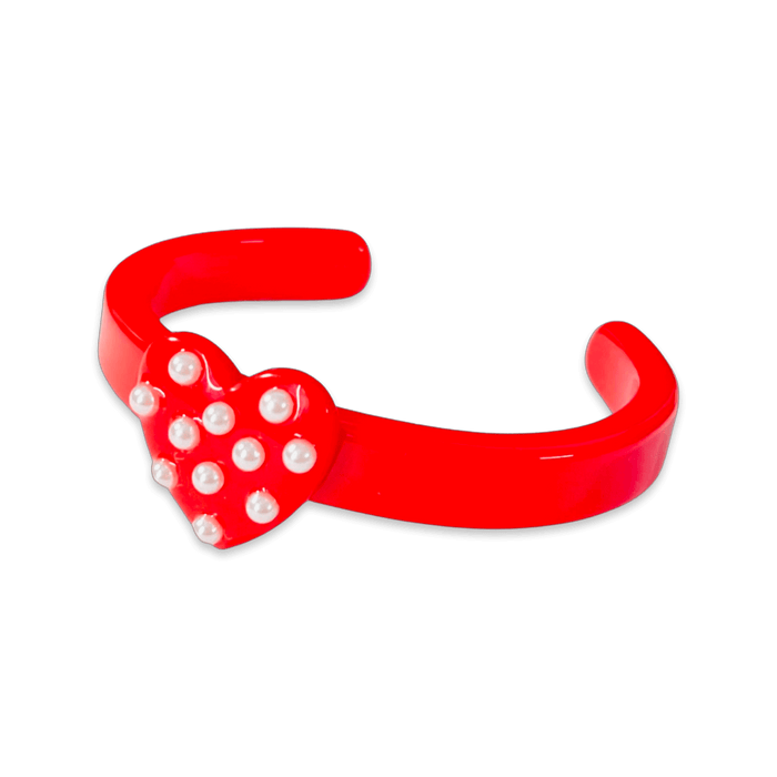 Pearl Polka Dot Heart Thin Cuff Bracelet