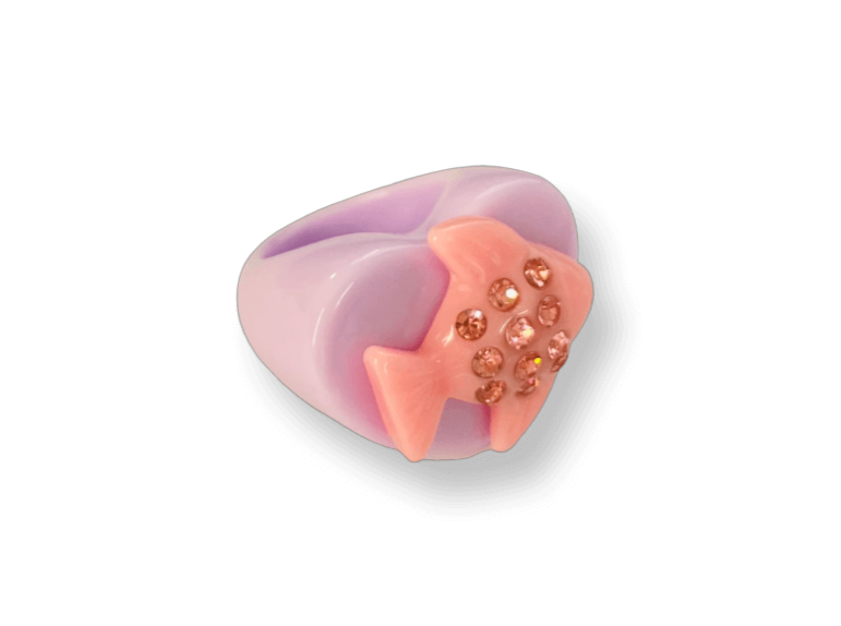 Pink Crystal Fish Heart Ring