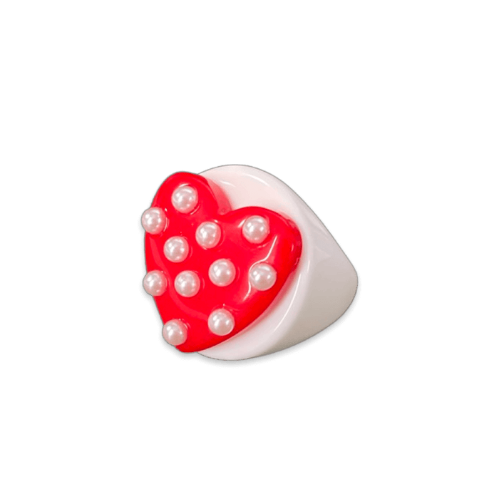 Pearl Polka Dot Heart Circle Ring