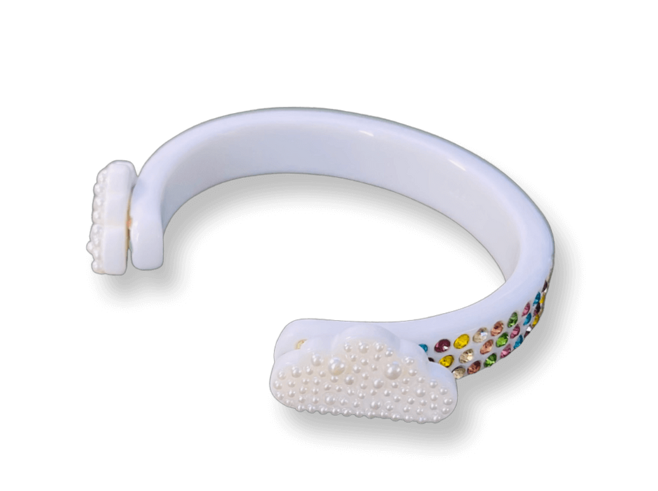 Pearl Cloud Crystal Floating Cuff Bracelet