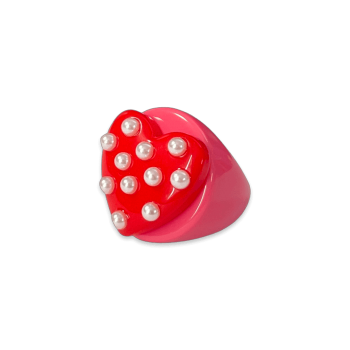 Pearl Polka Dot Heart Circle Ring