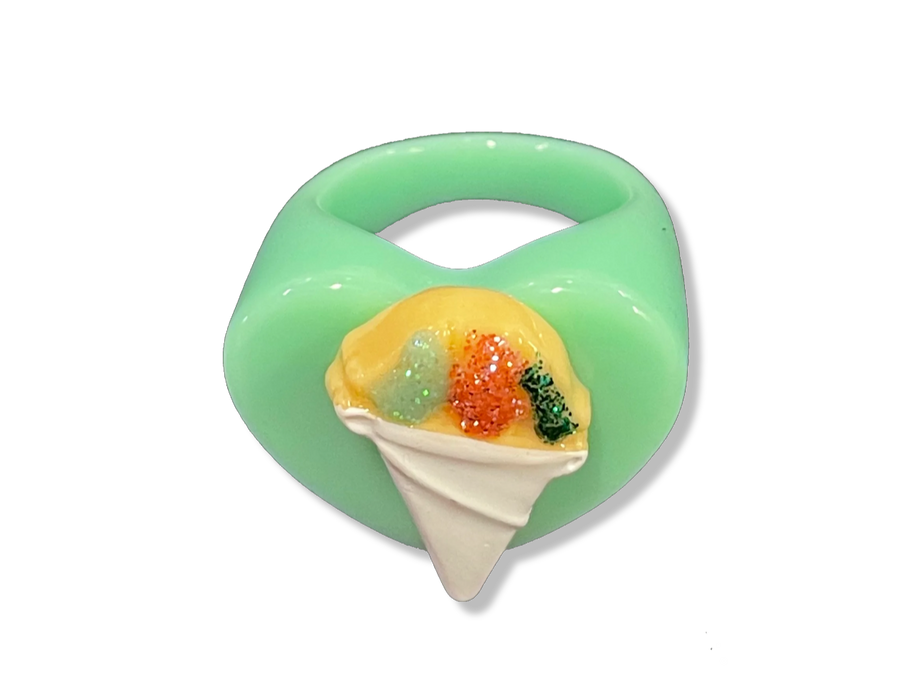 Rainbow Snow Cone Heart Ring