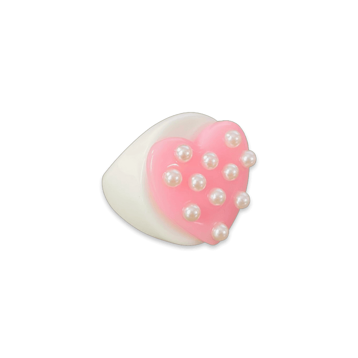 Pearl Polka Dot Heart Circle Ring