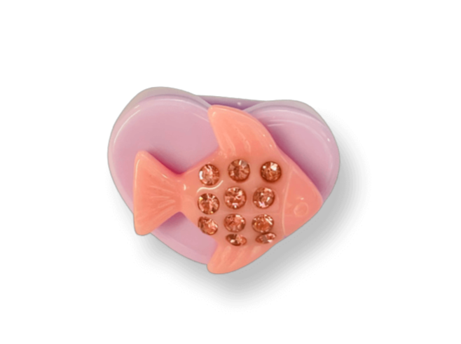 Pink Crystal Fish Heart Ring