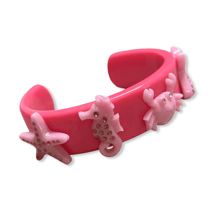 Sea Creatures Wide Crystal Cuff Bracelet