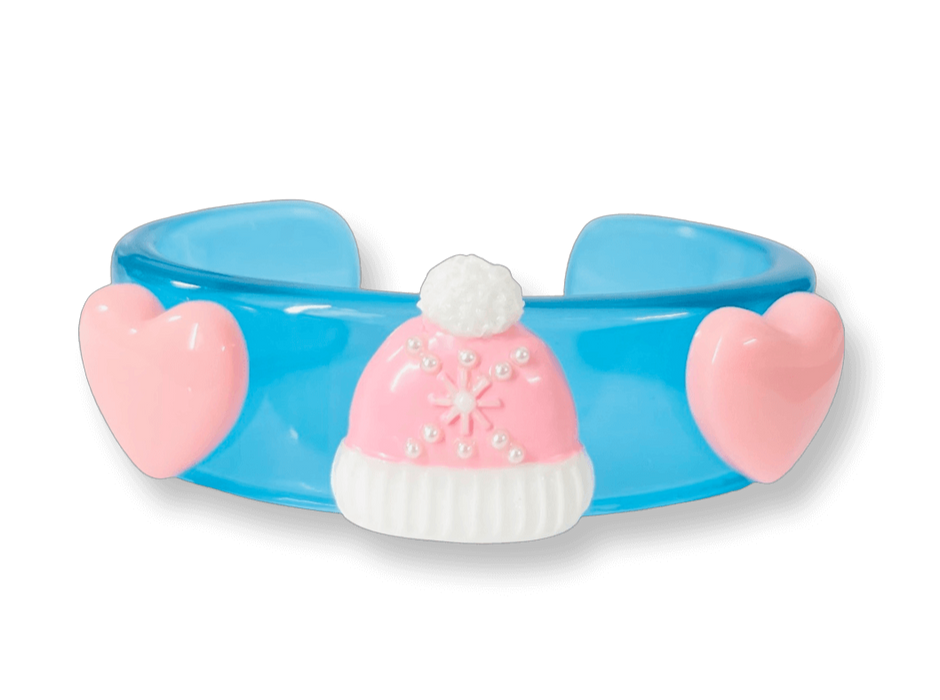 Winter Hat Heart Wide Cuff Bracelet