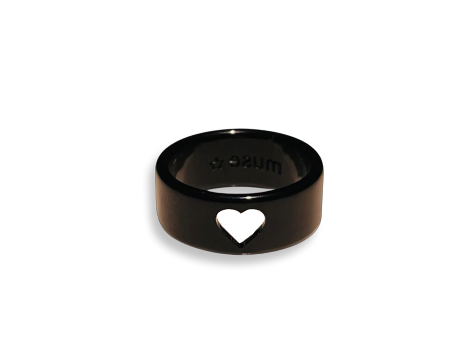 Heart Cut Out Cigar Band Ring