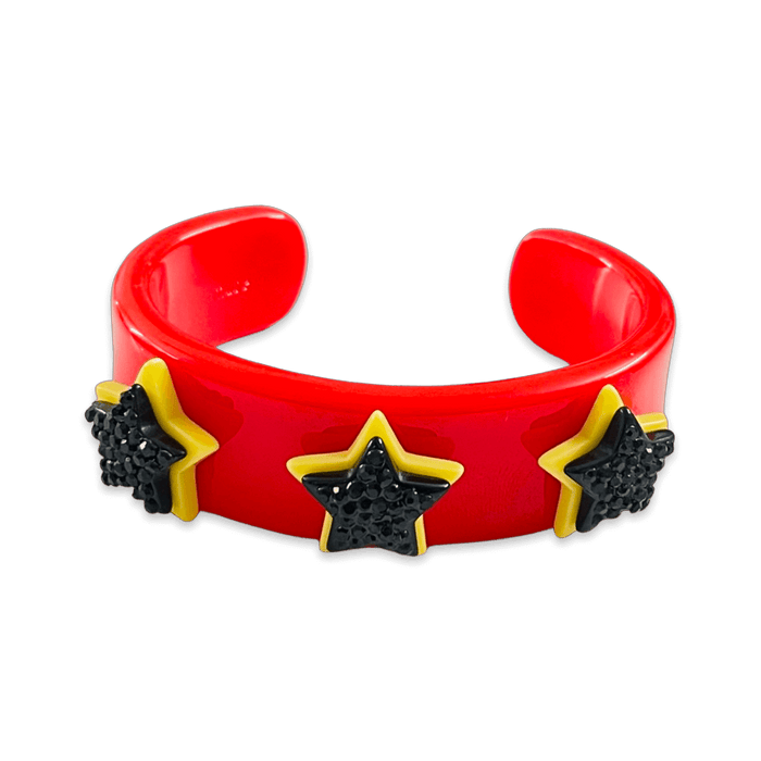 Stacked Star Pave Wide Cuff Bracelet