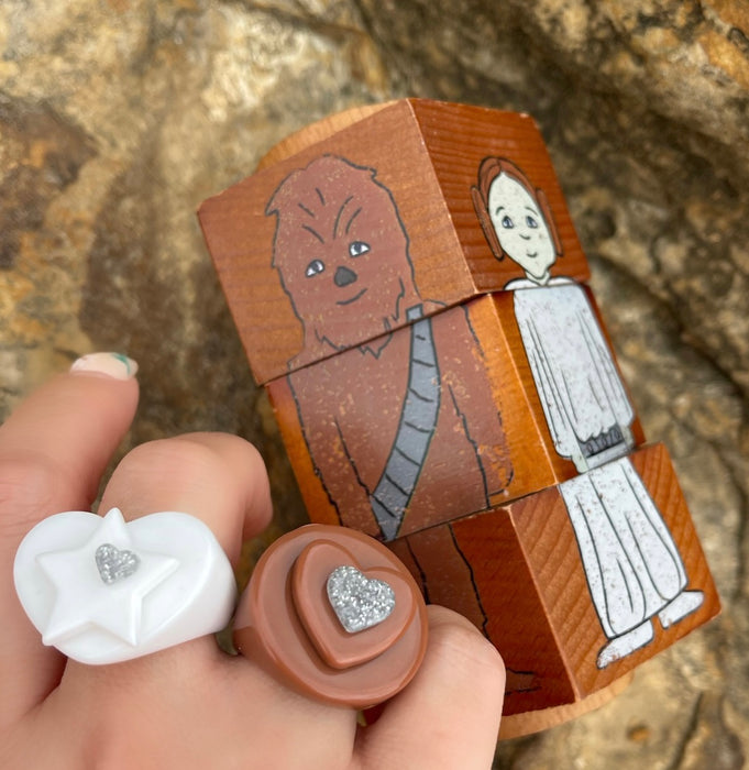 Pure White Heart Star Ring