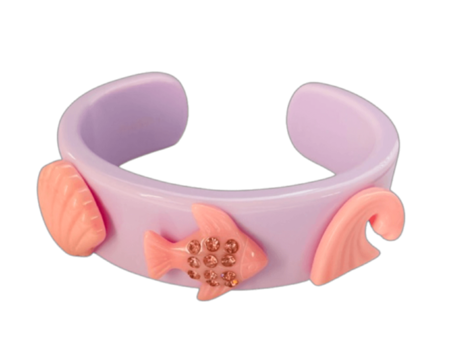 Shell Crystal Fish Wave Wide Cuff