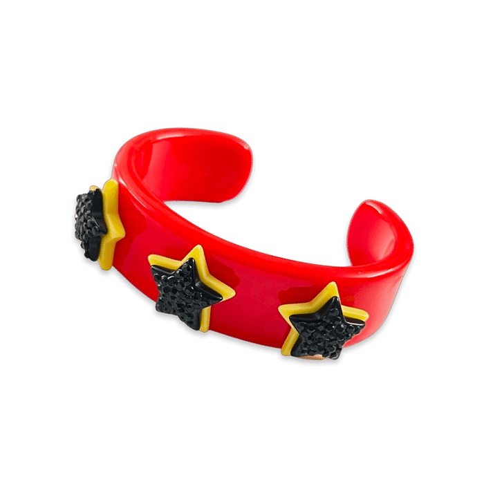 Stacked Star Pave Wide Cuff Bracelet