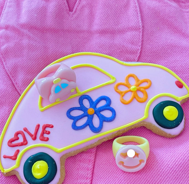 Pink Taxi Car Heart Ring