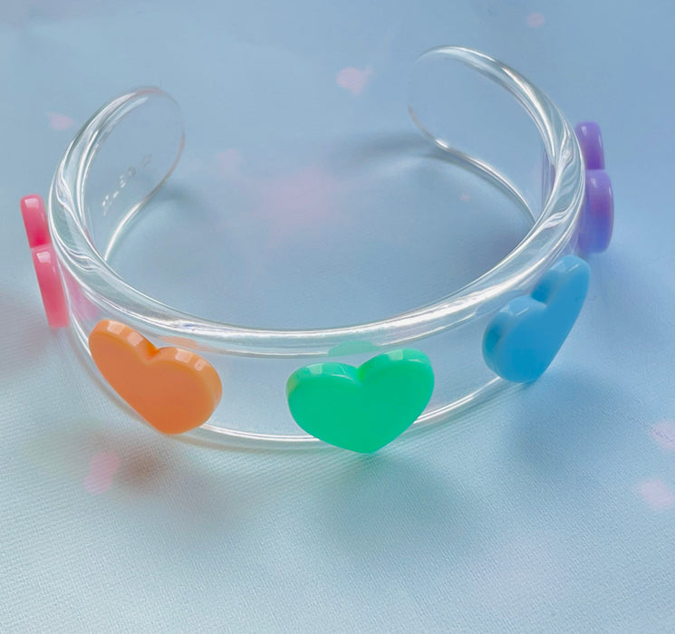 Rainbow Hearts Wide Cuff Bracelet