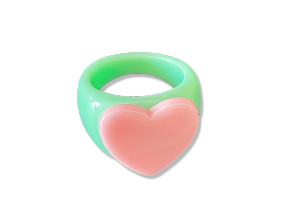 Strawberry Mint Heart Classic Ring