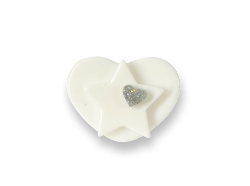 Pure White Heart Star Ring