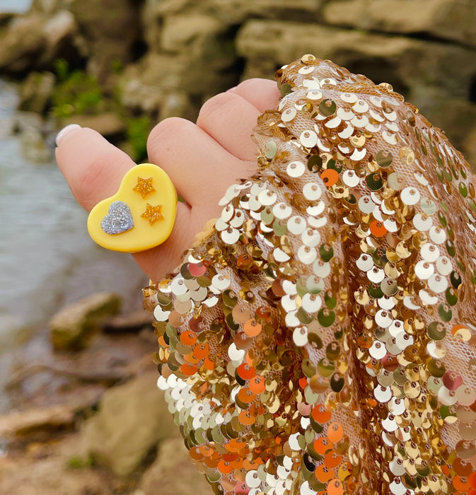 Yellow Heart & Stars Ring